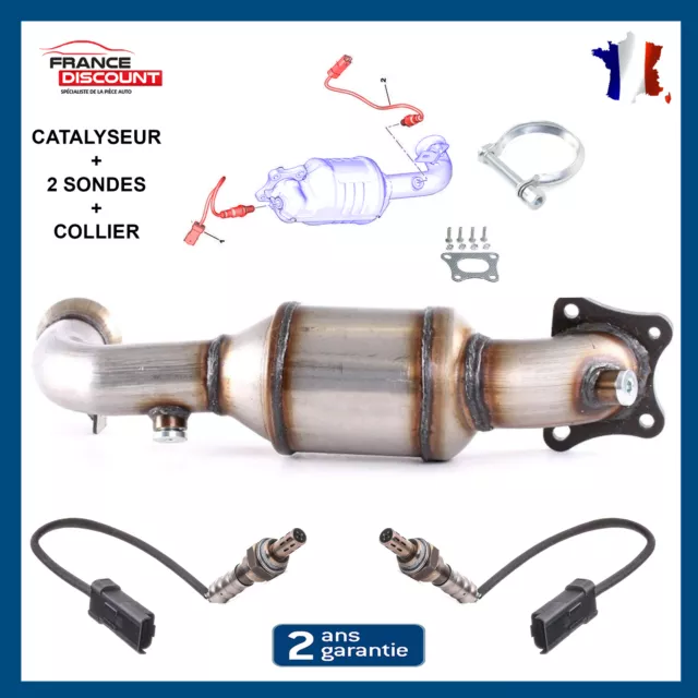 Kit Catalyseur + 2 Sonde + Collier prévu VTI PEUGEOT 108 2008 208 308 9672883980