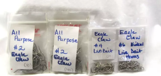 EAGLE CLAW LIVE Bait All Purpose Hook Assortment 2, 4, 6, Nickel