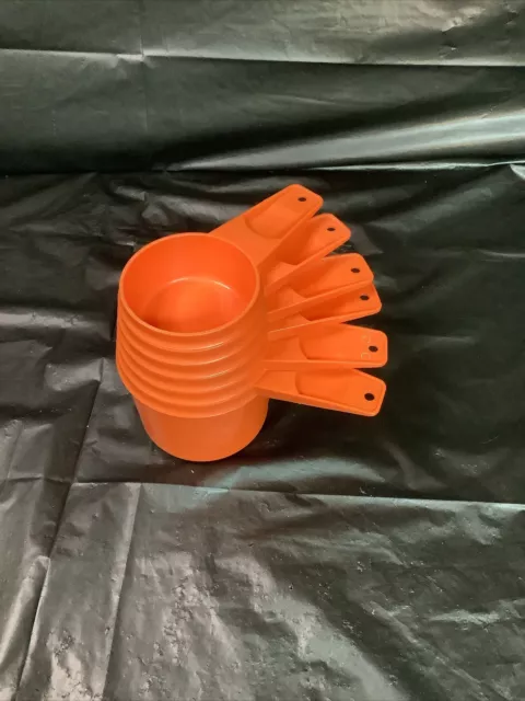 Complete Set of 6 Vintage Harvest Orange Tupperware Measuring Cups