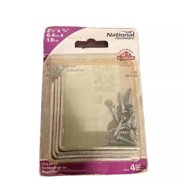 National Hardware Zinc Plated Inside Corner Brace 2-1/2" x 5/8"