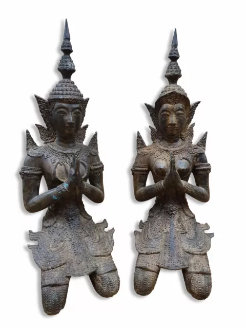 Bronzo Statua Theppanom Paio Guardiano Tempio Tailandese Statua Mitologia Wai