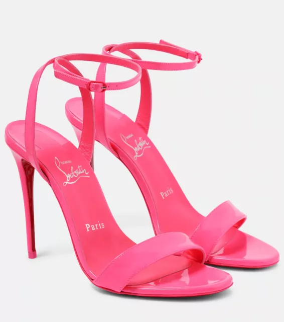 Christian Louboutin Loubigirl 100, Patent Pink Open Toe Stilettos - Retail $825