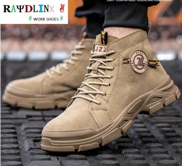 FANAN Men Safety Work Shoes Boots Breathable Light Steel Toe Work Boots Anti-smashing Men's Construction Boots Work Sneakers