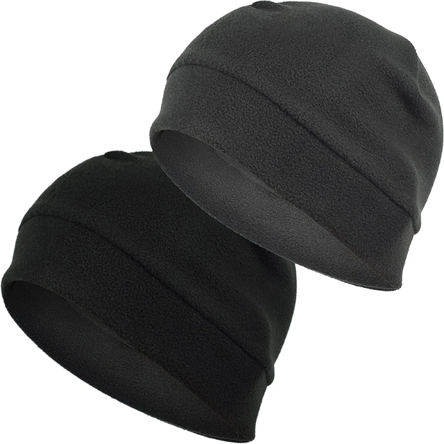 Fleece Hat Watch Cap 2 Pack Thick Skull Cap Helmet Liner Winter Warm Beanie