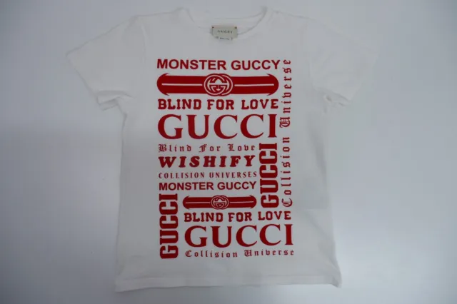 T-shirt ragazzo Gucci età superiore 8 anni stampa logo bianco rosso manica corta