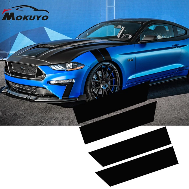 4pcs Glossy Black Car Hood Fender Racing Stripe Hash Mark Decal for Ford Mustang