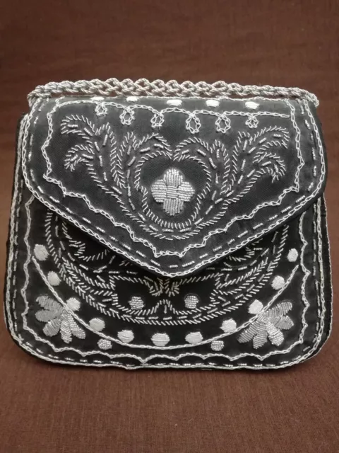Antike Handtasche Mit Bouillondraht  ca. 1900