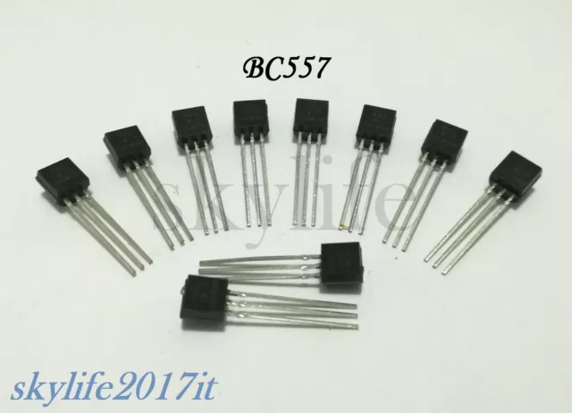 10 pz BC557 BC557B Transistor PNP 0,1A 100mA 45V TO-92 500mW - 10 pezzi BC 557 B