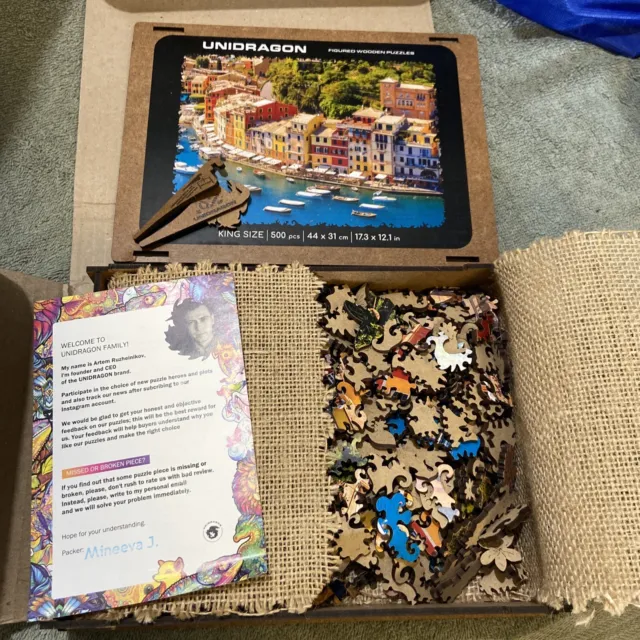 Unidragon Italian Riviera Figured Wooden Puzzle 500 Pcs King Size OPEN BOX