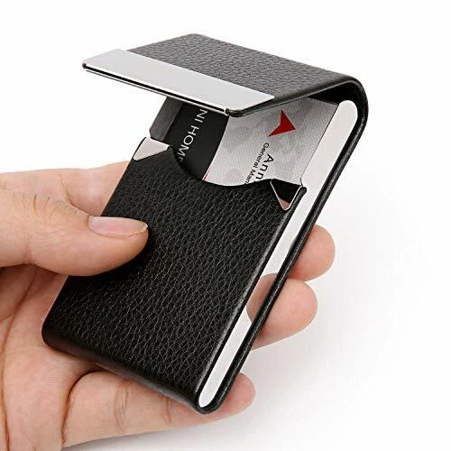Porta Biglietti Da Visita In Pelle PU Con Protezione RFID, Custodia Da 12/24 Carte, Nero, Elegante Portacarte Multifunzione Per Uomo E Donna
