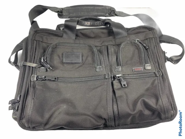 TUMI Alpha T-PASS Expandable Laptop Briefcase 26145DH Black • Messenger Bag Read