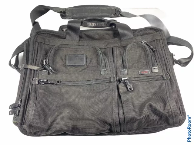 TUMI Alpha T-PASS Expandable Laptop Briefcase 26145DH Black • Messenger Bag Read