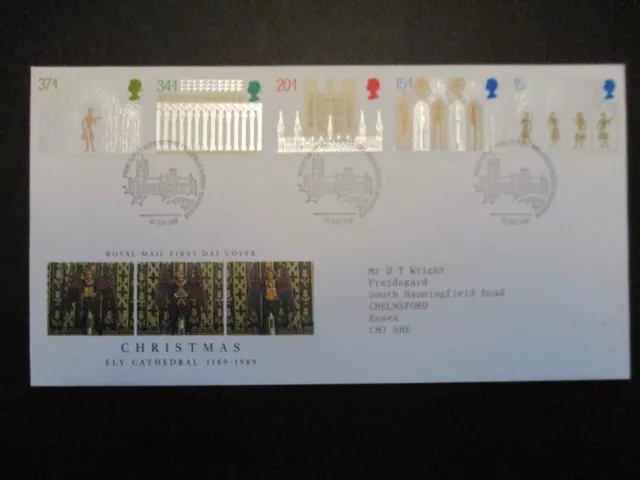 Royal Mail First Day Cover - Christmas - Ely Cathedral 1189 -1989 - 14 Nov 1989