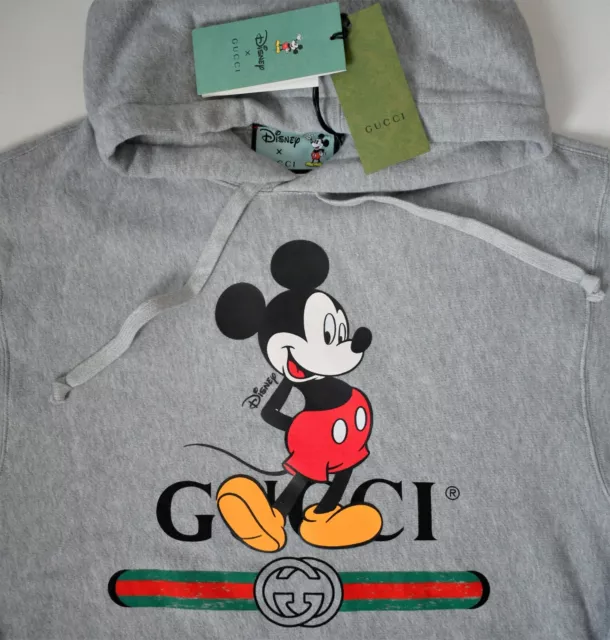 GUCCI X DISNEY MICKEY MOUSE Gray Cotton HOODED Sweatshirt Hoodie M 1 162.02 PicClick UK