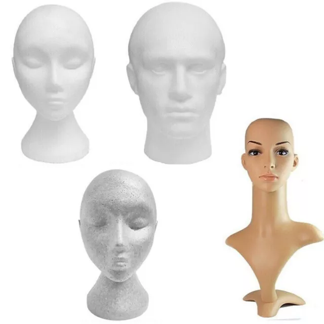 Mannequin Display Head Polystyrene Foam/ Plastic Male Female Swan Unisex Neck 2