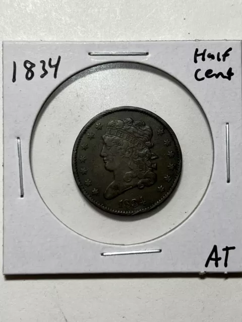 1834 Classic Head Half Cent XF Details Nice Color Strong Strike
