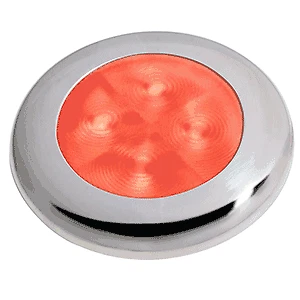 Serie 0507' Slim Line Rojo 12V CC Redonda Suave Luz LED Cortesía, Llanta SS Pulida