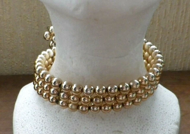 Collier Vintage 3 Rangs Or Et Perles Blanches, Bijou Femme élégant - Sans Marque