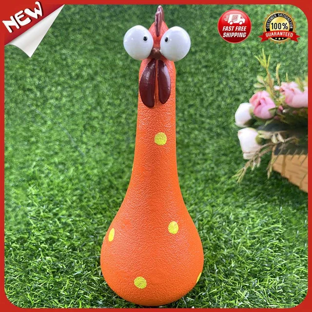 UK Harzfarbe großes Auge Küken Statue langer Hals Huhn Kunst Garten Ornament (Orang