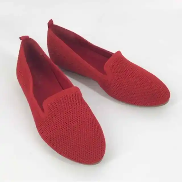 Bandolino Womens Red Knit Slip On Loafer Ballet Flat Size 9M