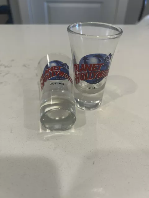 Planet Hollywood Maui&Cozumel 3 3/8” Clear Shot Glasses