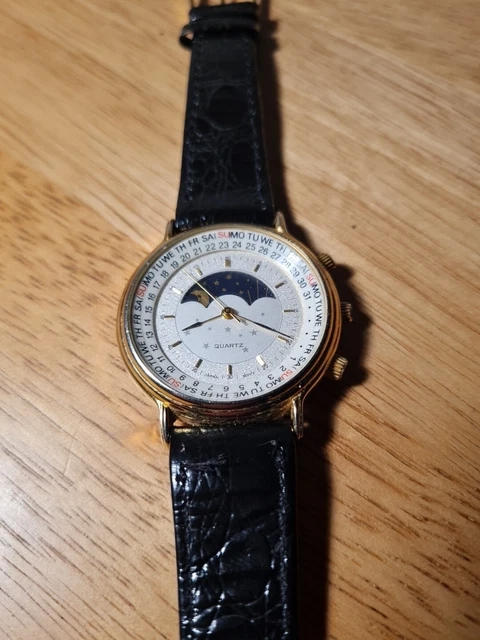 Locman Orologio Uomo 1960 Fasi Lunari - Cassa In Acciaio 41 Mm, Cinturino Blu, Design Rotondo