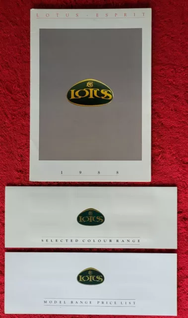 LOTUS ESPRIT & TURBO 1988 UK Sales Brochure Colours + Price List