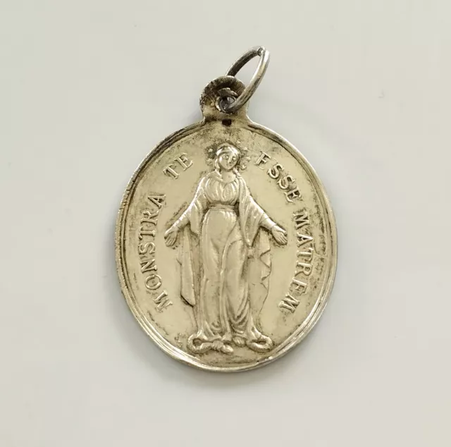 mama-estelle Ancienne Grande Médaille Fine VIERGE Enfants Marie en ARGENT  n°4