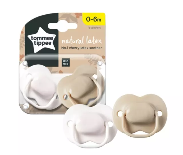 Tommee Tippee2 Pack Comfort and Soothe  Natural Latex Cherry Soothers 0-6m