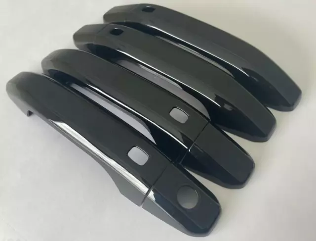 Matte Black on Gloss Black Door Handle Covers 2019 - 2024 Chevy Silverado 1500 3