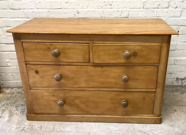 Antique Victorian Country Pine Four Drawer Chest of Drawers (Can Deliver)