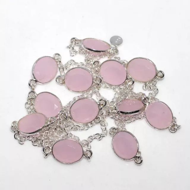 925 Silver Plated-Pink Chalcedony Ethnic Gemstone Necklace Jewelry 36" GW