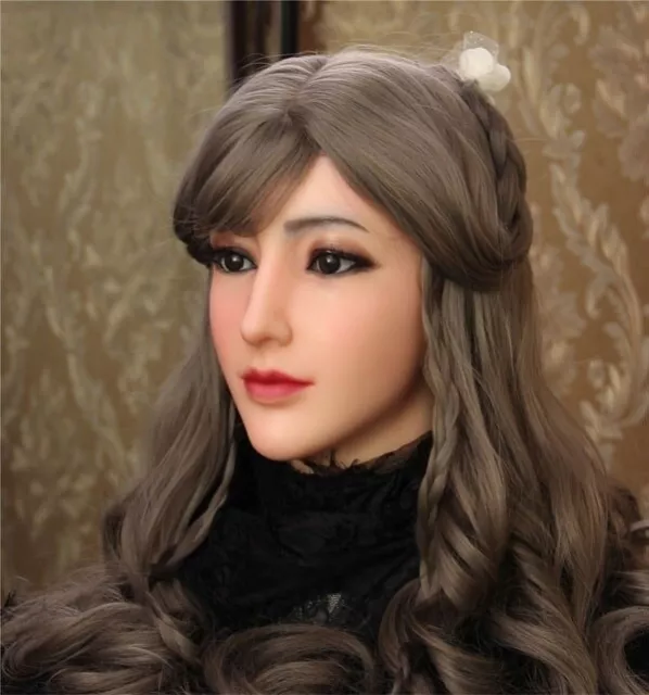 Crossdresser Silicone Female Mask Realistic Headwear Face Masks for Drag Queen