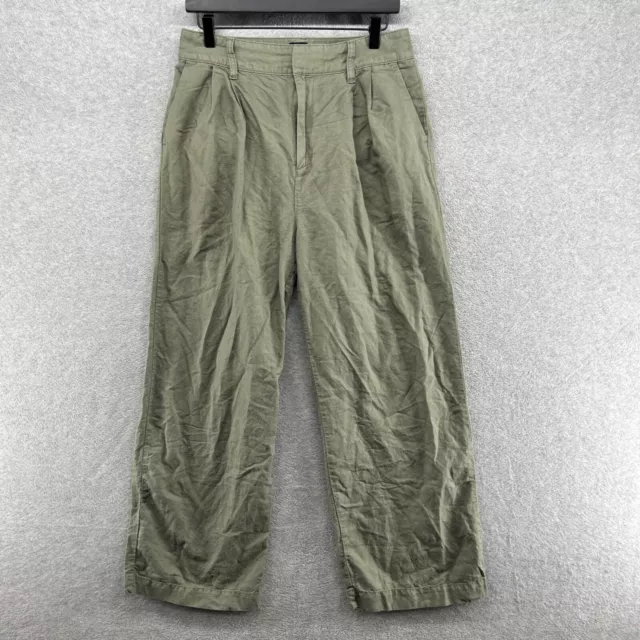 Gap Pants Womens Size 8 Green Linen Pleated Wide Leg Summer Trouser VTG Y2K