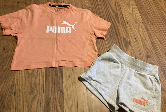Girls Coral Puma tshirt and shorts set age 7-8 Yrs  Jd Sports Summer Holidays