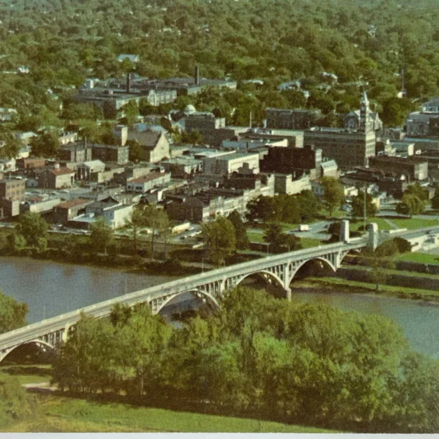 Lincoln Memorial Bridge Bird's Eye View Vincennes Indiana Chrome Postcard