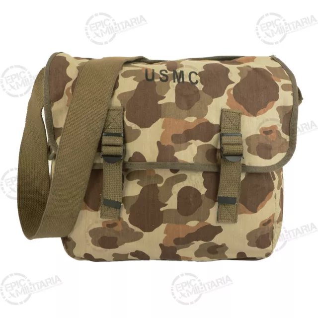 WW2 US Style Desert Frog Camo Messenger Bag - Musette Bag with Strap Tan & Brown