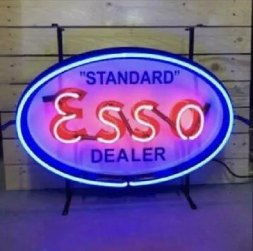 New Esso Standard Dealer Neon Light Sign 24"x20" Lamp Poster Real Glass