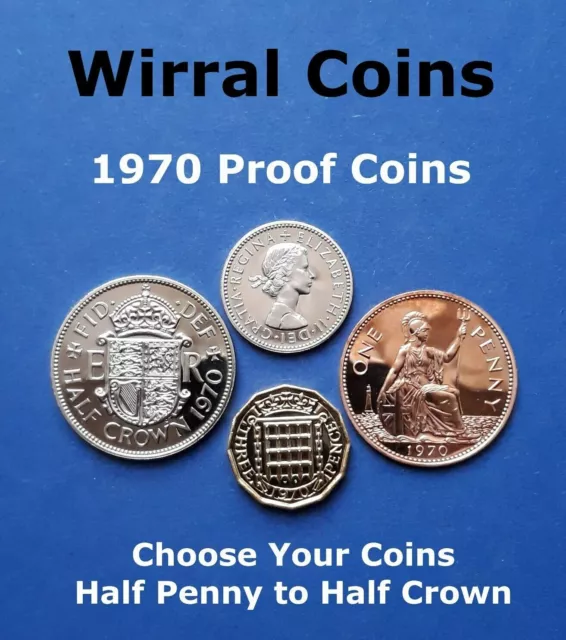 1970 UK PROOF Coins - Last Pre-Decimal Halfpenny to Half Crown - Choose Coins