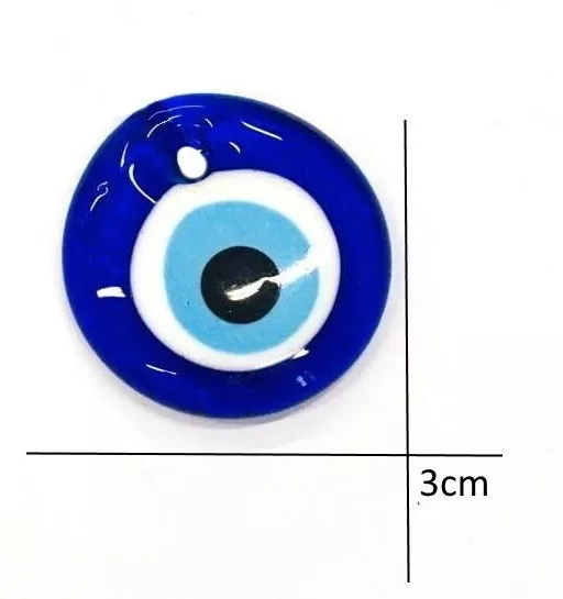 10x Nazar Boncuk 3cm Glas Anhänger Türkei Perlen Deko Evil Eye Blau Augen NZ0#10 2