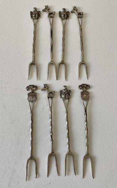 Set Of 8 Mexican Silver Cocktail Forks .970? Illegible Mark