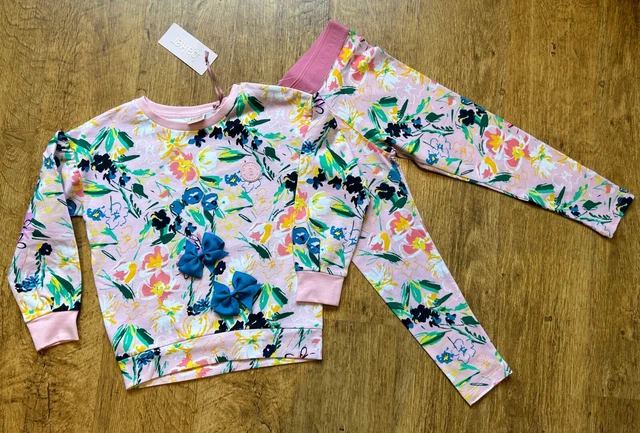 Set outfit floreale Ted Baker felpa 5-6 anni nuova con etichette palestra £38 leggings floreali nuovi