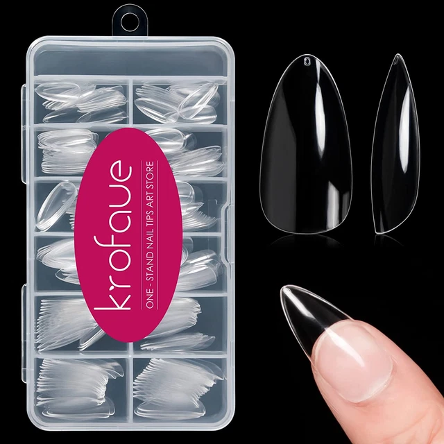 Short Almond Nails Tips  240Pcs Soft Gel Clear Nail Tips No Crease Pre-S