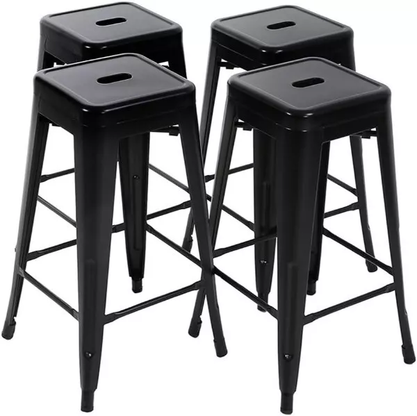 Metal Stools Counter Kitchen Stools 24'' Set of 4 Backless Stackable Bar Stools