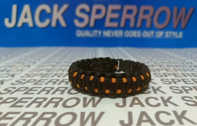 Hecho a mano Paracord negro delgado naranja pulsera unisex para la...