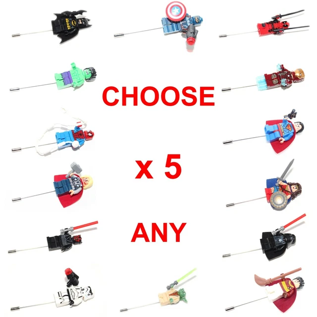 5x spille risvolto con buttonhole supereroe pageboy sposi DC Comics Marvel Star Wars