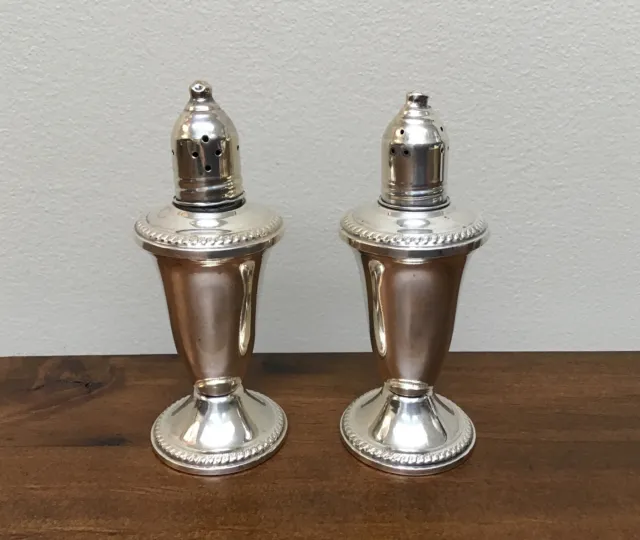 Antique Sterling Silver Salt Pepper Shakers Weighted Duchin Creation Glass Lined