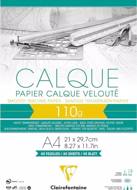 Clairefontaine A4 Tracing Paper 3 Packs Of 40 Sheets