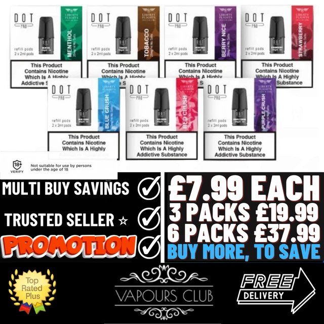 DOT PRO PODS by Liberty Flights | Tobacco | DOT VAPE | Multi Buy Savings  £7.99