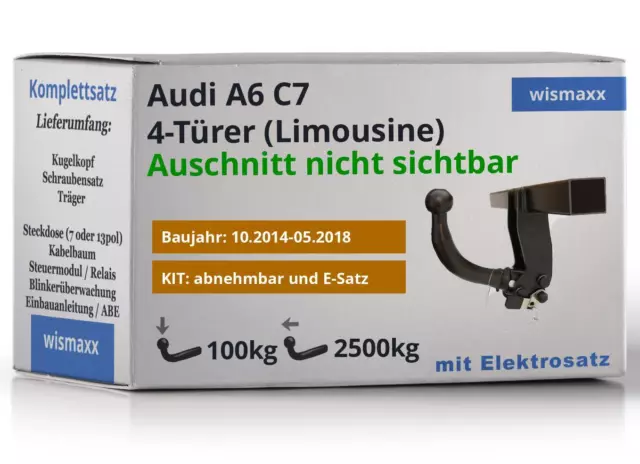AutoHak Anhängerkupplung horizontal für Audi A6 4G Limousine 14-18 13pol E-Satz